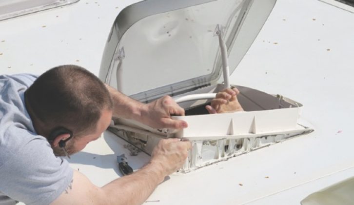 To replace a skylight, remove the old skylight and clean off sealant using panel wipe thinners
