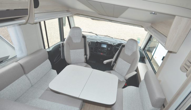 The generous lounge includes easy-swivel captain's seats in the cab