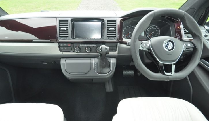 Using the Kombi T6 base gave Rolling Homes access to VW's 'comfort' dashboard. The steering wheel has been repurposed, too