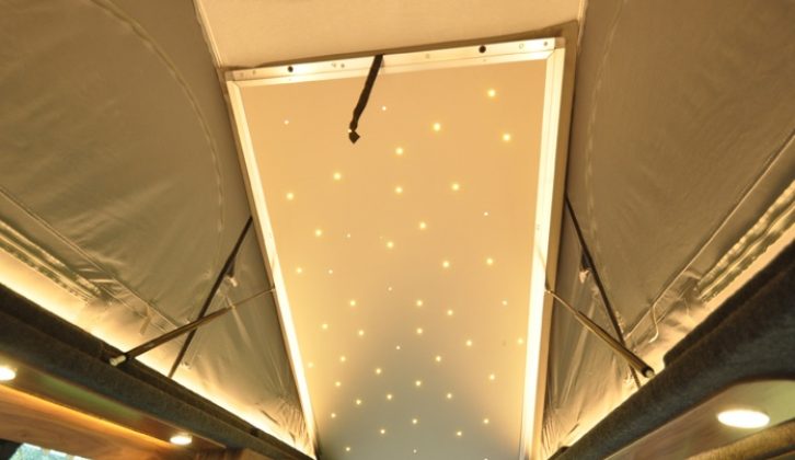 'Stars' on the base of the roof bed and ambient lighting effect around panels add to the glamour