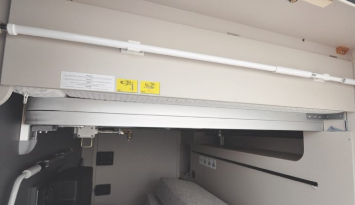 Crank up the bed for extra storage space in the garage