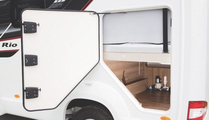 The 325 has no tailgate but has an adjustable-height transverse fixed double bed over the garage