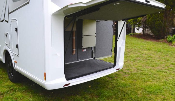 The Neo packs a lot into its compact interior, and the garage has a rear door that is the largest provided in any Frankia motorhome