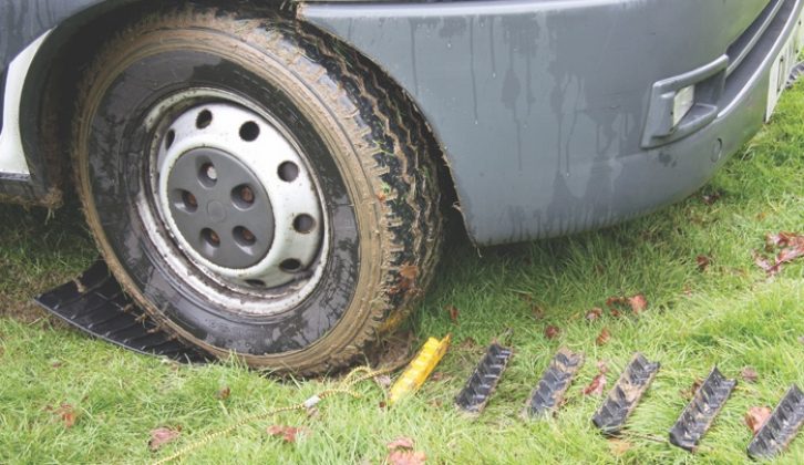 Motorhomes are heavy, so pack some slip mats and grip tracks for pitching on softer ground, to avoid getting stuck