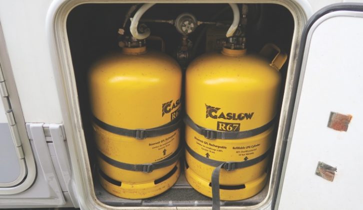 Gas cylinders must be strapped in a gas locker. Gaslow is a fixed, refillable cylinder