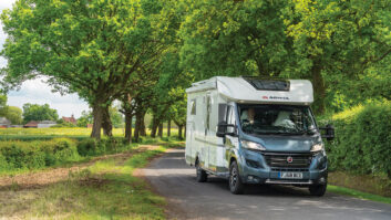 Motorhome driven down country lane