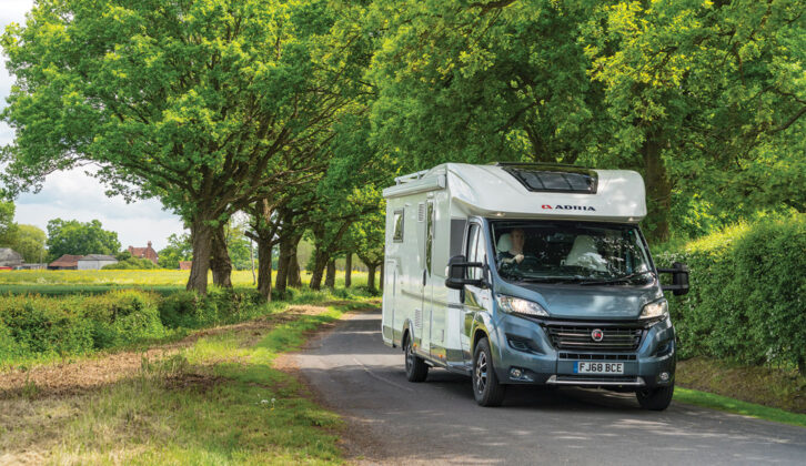 Motorhome driven down country lane