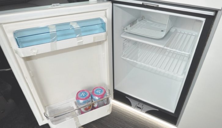 The fridge is a camper-standard Dometic compressor fridge