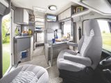 Although the overall width of the On Tour Edition V 65 GQ is narrower, the interior still provides four travel seats and a front dinette
