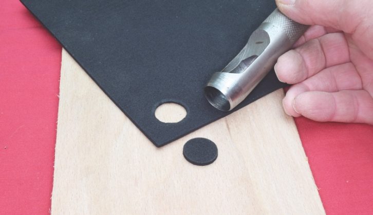 Use a 20mm washer punch to cut out a disc from the nitrile rubber sheet