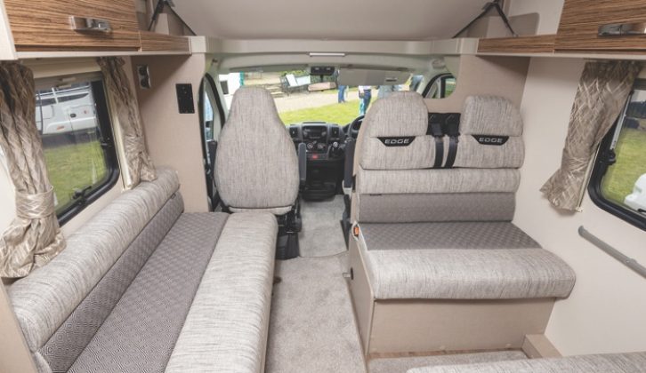 The overcab 486 is a spacious six-berth with a front dinette, fitted with soft furnishings that should withstand the rigours of family touring