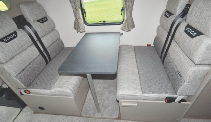 The double dinette also provides four belted seats