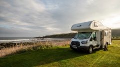 The pitches at Portsoy Links Campsite have stunning sea views