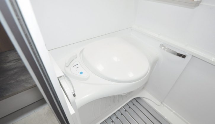 The pull-out Thetford bench offers more space in the washroom..