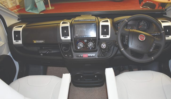 This 'van has the standard Ducato cab, with optional leather steering wheel