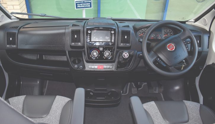 The cab is standard Fiat, with drinks holders and a reversing camera