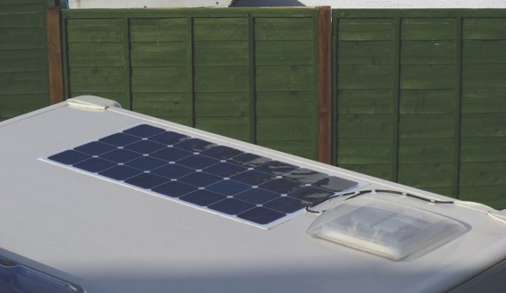 A flexible solar panel on a motorhome