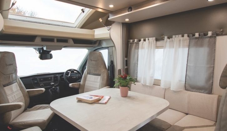The Tessoro 483 has a larger Continental-style lounge than many, plus the drop-down double bed overhead