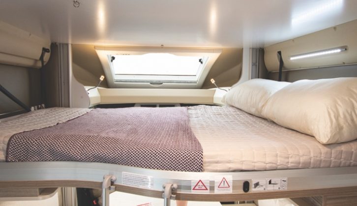Electric drop-down bed can be lowered to any leverl required, while during the day, it frees up that all-important living space