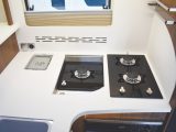 Frankia's signature hob has three gas burners, one with drainage for easy cleaning, and plenty of worktop