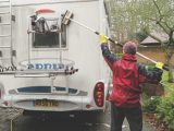 Telescopic water-fed brushes make light work of cleaning your motorhome