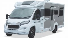 This 2019 Elddis Encore sports the new champagne-coloured sides; previous models were silver-grey