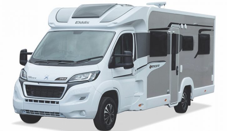 This 2019 Elddis Encore sports the new champagne-coloured sides; previous models were silver-grey