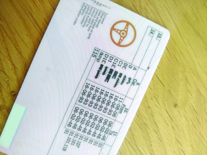 The back of a driving licence