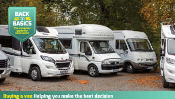 Motorhomes parked up on a forecourt