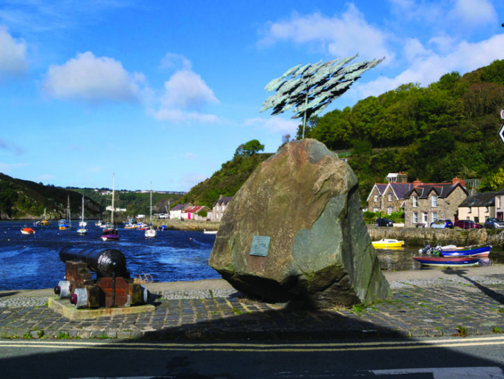 The Lower Town's distinctive 'Herrings' sculpture reflects the importance of the fishing industry in Fishguard's story