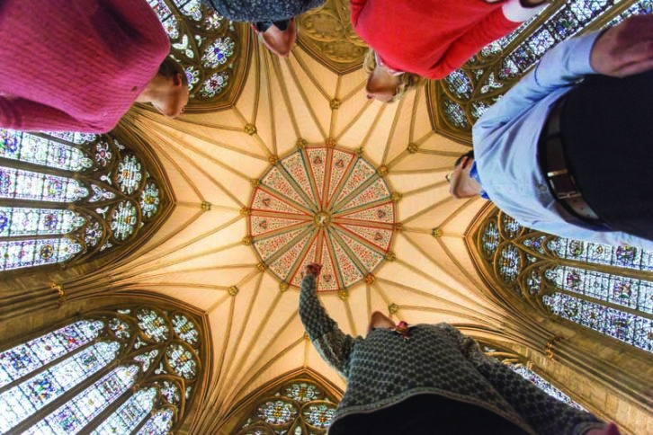 York Minster is renowned for its vaulted ceilings and medieval stained glass windows