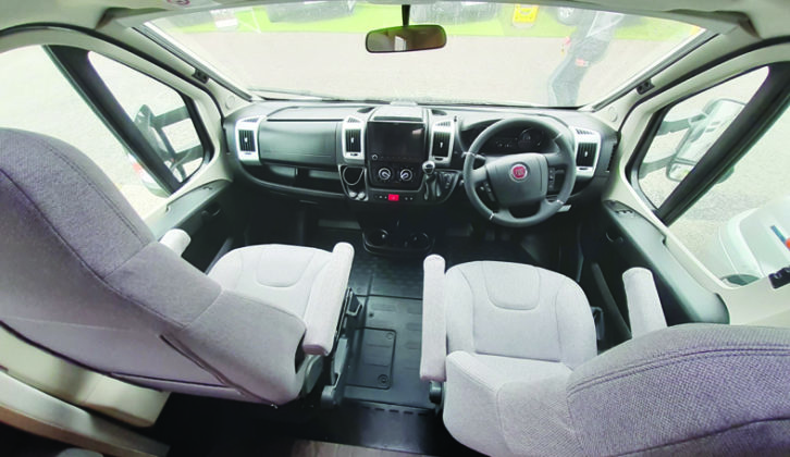 Standard Fiat Ducato cab, with double armrests on seating