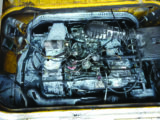 Post-fire engine bay. The insurance company wanted to write Wilma off, but Nigel and Jenny persevered