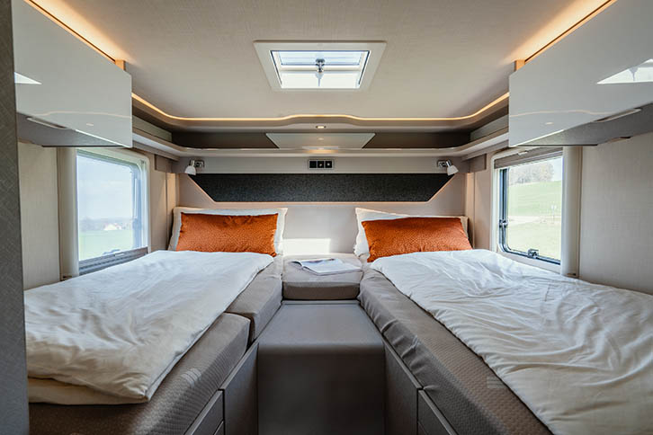 Two single beds in a motorhome