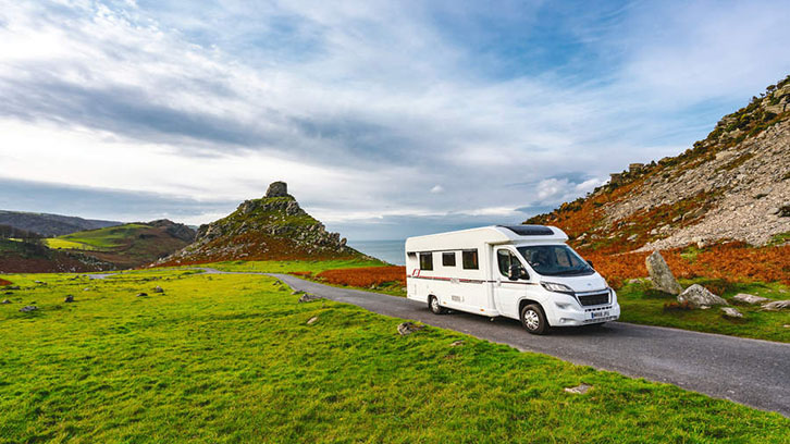 Motorhome driving along a road