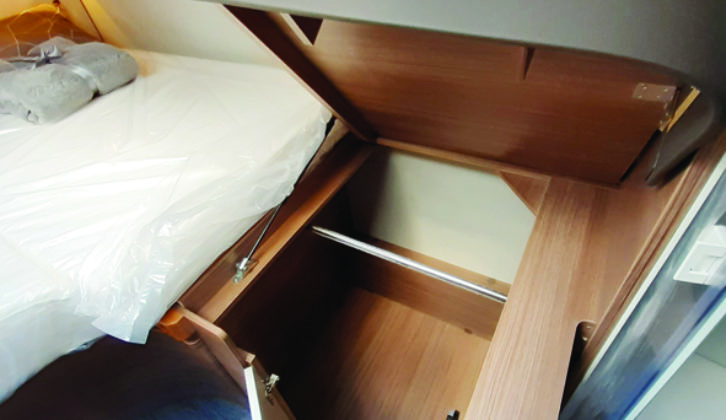 Generous storage in cupboards and areas below beds