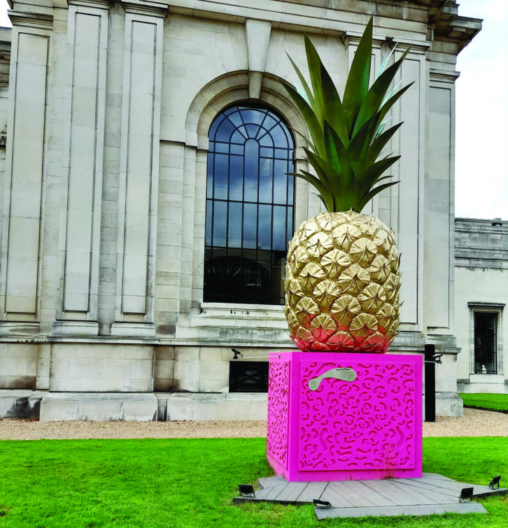 Eye-catching pineapple outside Fitzwilliam Museum