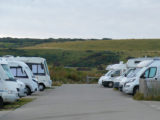 Motorcaravanning is as popular as ever in France; here motorhomes parked up at an aire in Sangatte, near Calais
