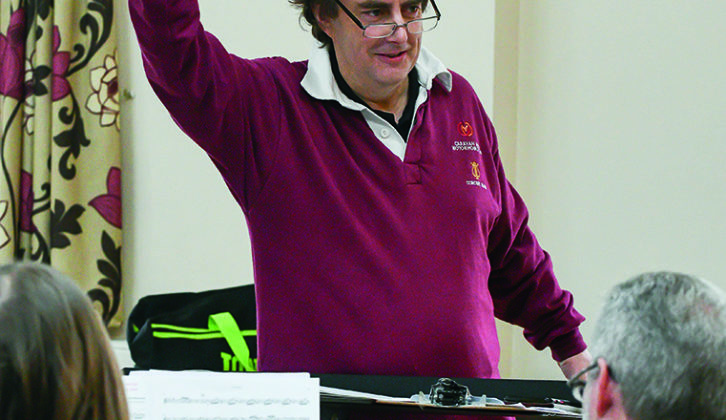 Band musical director Chris Cobon during a rehearsal