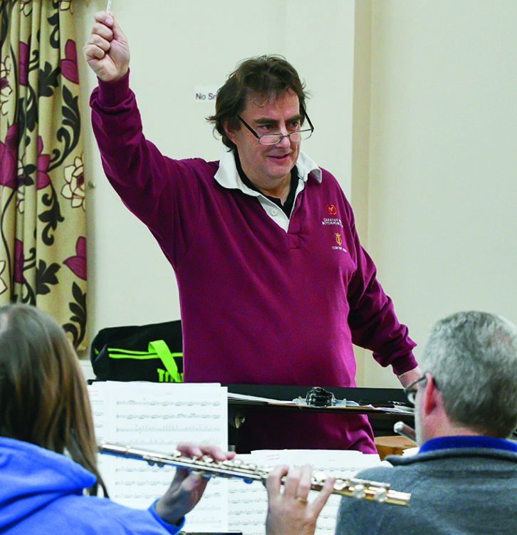 Band musical director Chris Cobon during a rehearsal