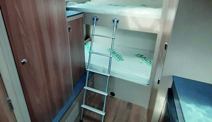 Bunks at the rear are both more than 2m long, plenty big enough to accommodate growing teenagers