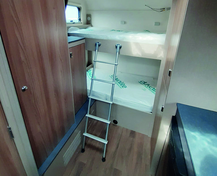 Bunks at the rear are both more than 2m long, plenty big enough to accommodate growing teenagers