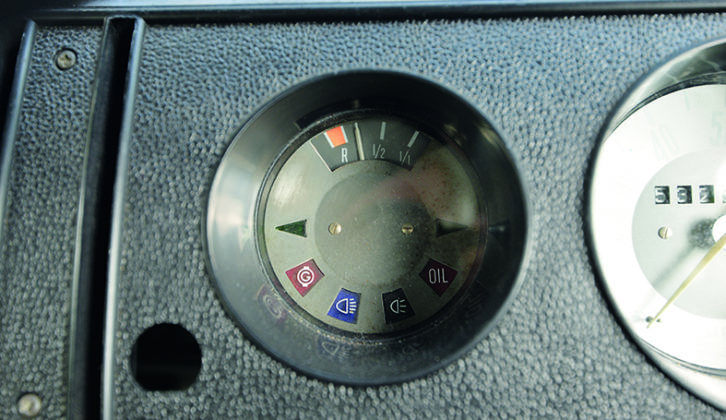 A neat touch on the eDub Trips camper is that the original fuel gauge has been converted to indicate range