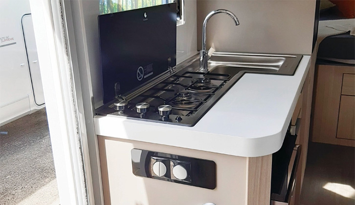 The kitchen in the Adria Compact SC Supreme