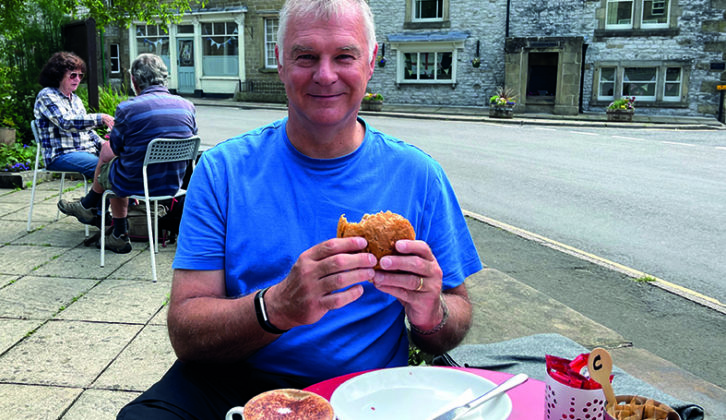 Nigel tucks into a bacon sandwich at High Nelly's Café