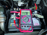 To check the alternator, leave the multimeter connected and start the engine - this vehicle has a smart alternator (not always on), so the voltage has dropped...