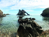 Precarious sea arch on the clifftop at Portknockie