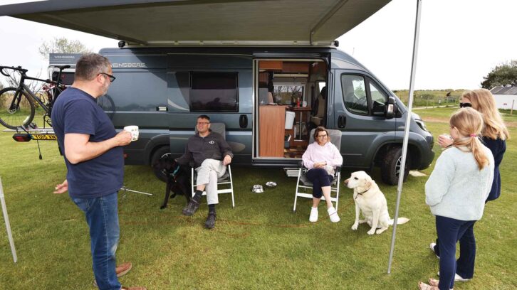 A family enjoying a trip in a motorhome