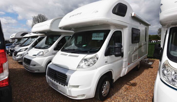 Motorhomes on a dealer forecourt