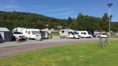 Caravans and motorhomes parked